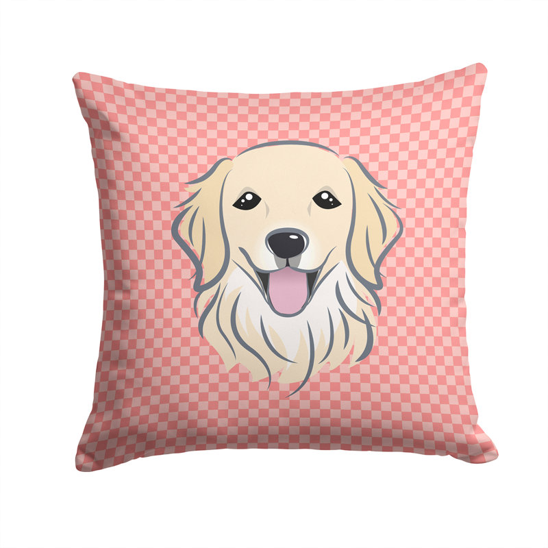 Coussin décoratif d’intérieur/d’extérieur damier golden retriever, H 14 po x l 14 po x P 4 po, Rose