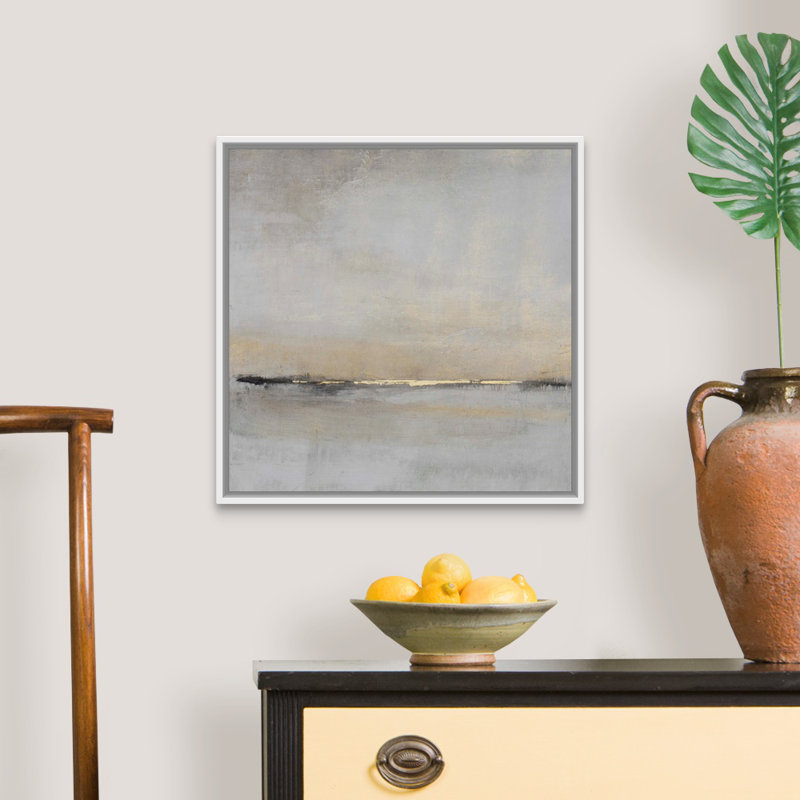 «Horizontal Flow II» par Tim O'Toole - Peinture sur toile, Toile avec cadre photo, H 22 po x l 22 po, Blanc