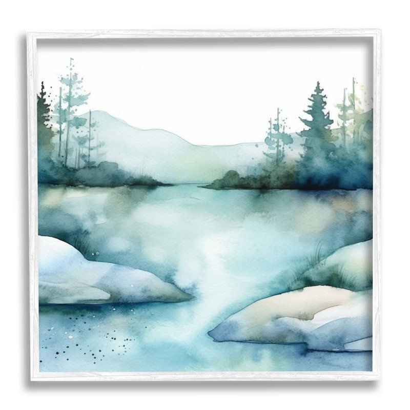 «Secret Embrace Landscape» encadré sur bois par Andrea Haase, H 12 po x l 12 po x P 1,5 po, Giclée encadrée blanc bord de mer