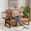 Ensemble de salon 3 pièces rembourré avec plateau latéral, 1 causeuse rembourrée et 2 chaises d'appoint pour les petits espaces-582350126