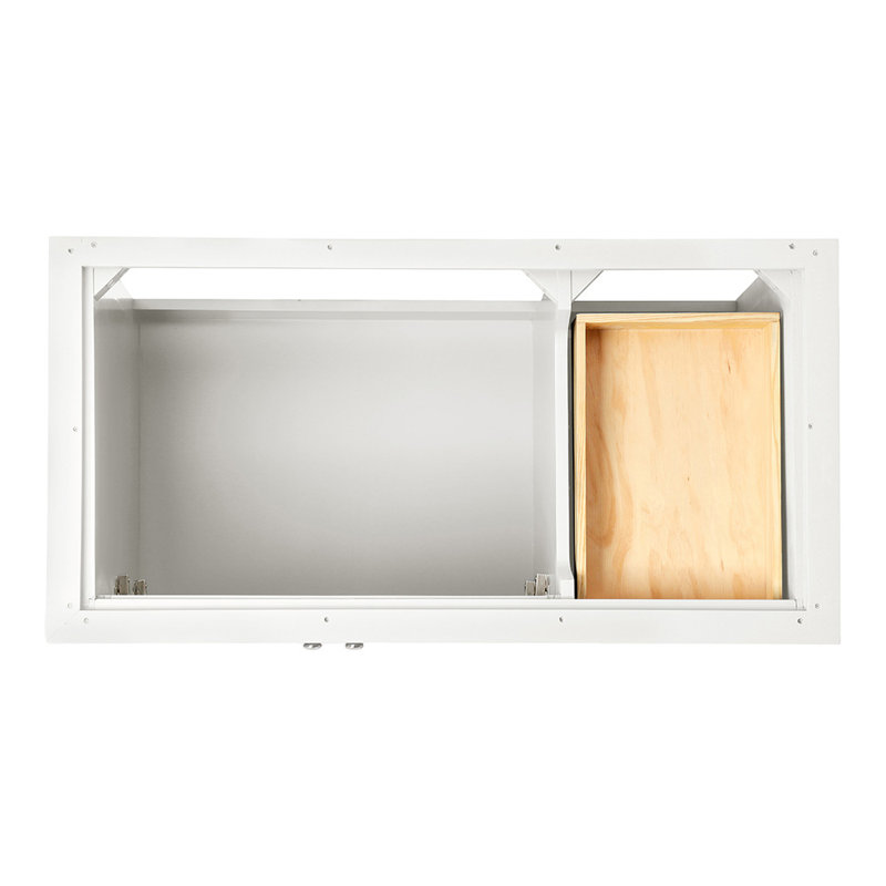 Ariel Kensington Left Offset Rectangle Single Sink Vanity, White, 36.25", Carrara White Quartz