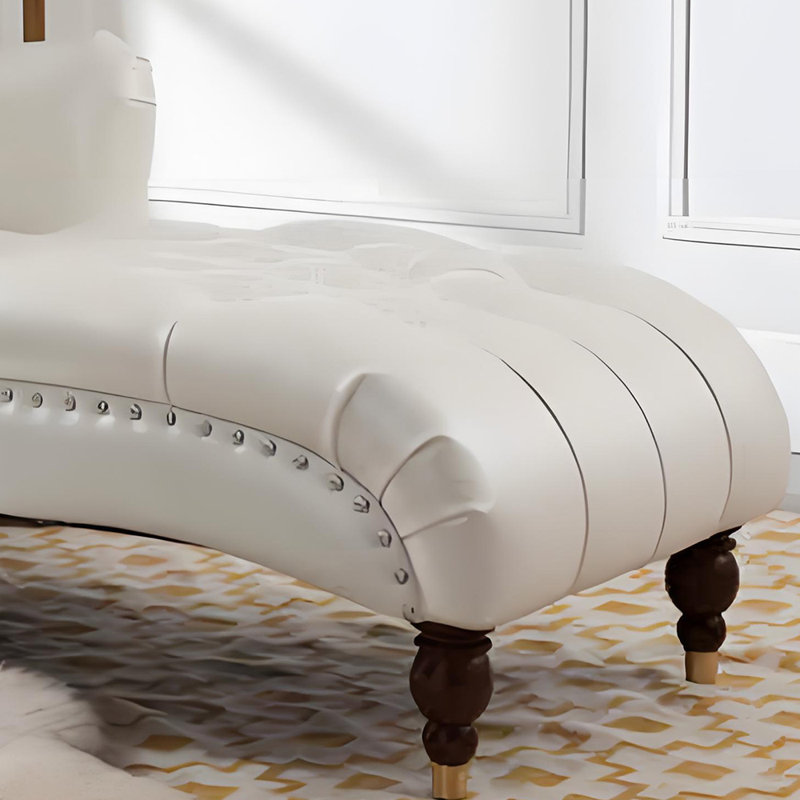 Chaise longue élégante de qualité loisir, Accoudoir à gauche (vu de face), Brun foncé/or, Blanc perle