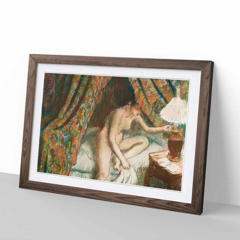 XX-A-1280X Naked Woman in Bed by Edgar Degas - Picture Frame Painting, Walnut Framed, 48cm H x 65cm W x 2cm D
