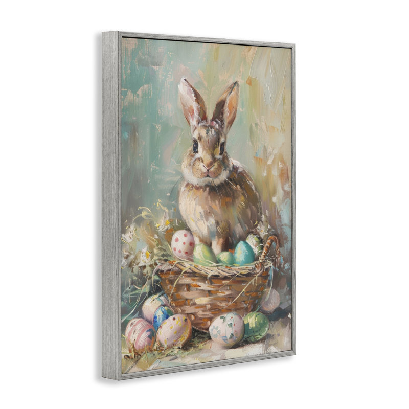 Printemps, panier de lapin de Pâques, estampe numérique, design par LSR Design Studio, H 18 po x l 12 po