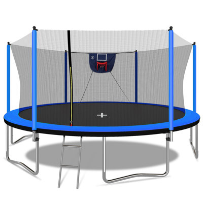 15Ft Trampoline With Basketball Hoop Inflator And Ladder