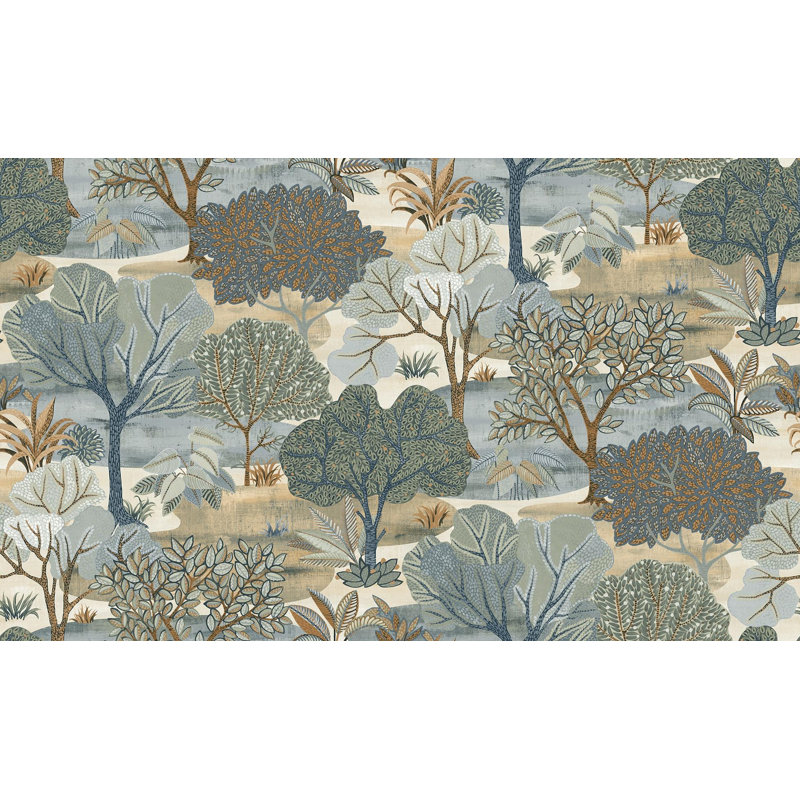 Einike Non-Pasted Floral Wallpaper Roll, Blue
