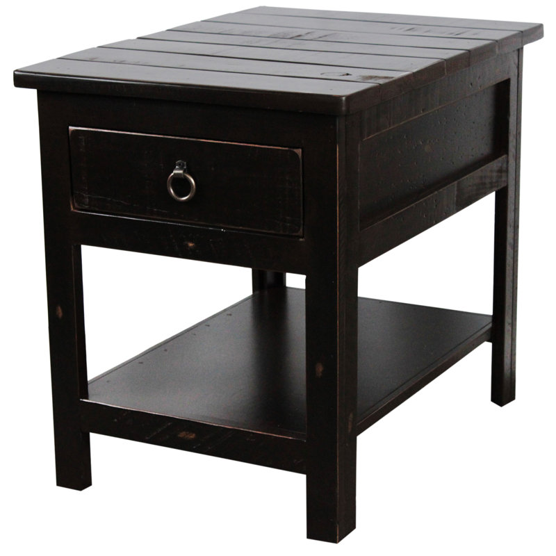Table de bout rustique Canales, Noir rustique antique