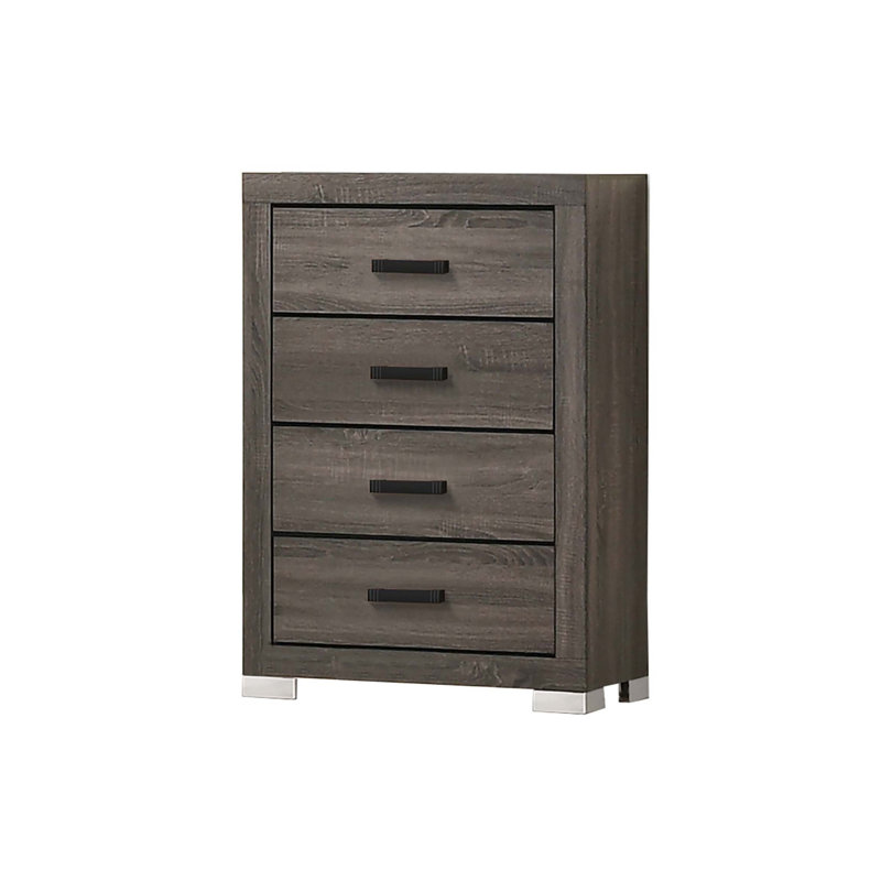 Modern Transitional Style 1pc Wooden Chest Bar Handle Grey Finish Bedroom Furniture