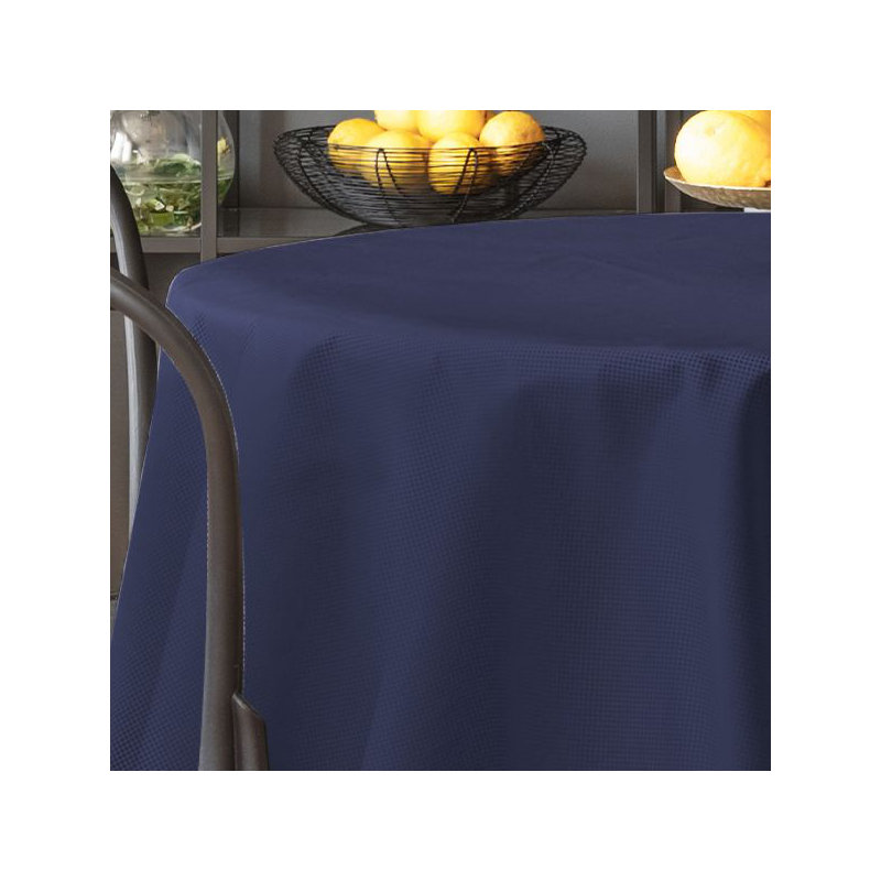 Faux Linen Solid Color Tablecloth, 182cm W x 259cm L, Navy Blue