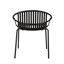 Chaises de salle à manger de patio empilables avec design respirant de style moderne et simple (ensemble de 2), pieds en métal + dossier en plastique, noir-1216730562