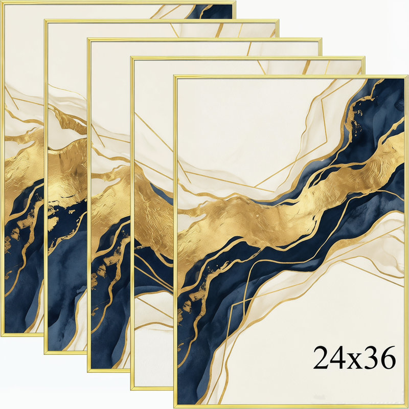 Ensemble de cadres d'affiches, cadres muraux dorés , Gold, 24" x 36"