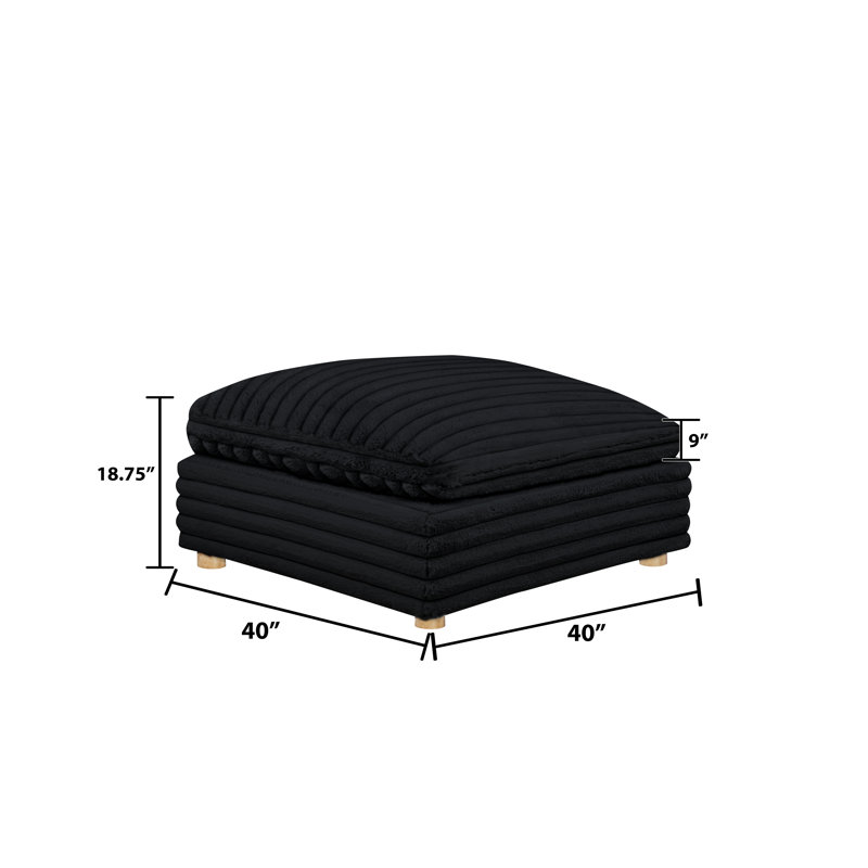 Repose-pieds modulaire en velours côtelé, Noir