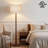 61” Nordic Solid Wood Floor Lamp with Linen Drum Shade, Walnut Finish Rubberwood Base, E26 Socket, Foot Switch, Ul Listed-697690719