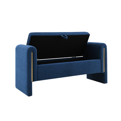 Comfort - Oriented Navy Blue Foot Rest Stool With Storage, Ideal For Living Room, Dorm, And Rv, High Density Foam Support Functional Upholstered Bench Can Be Used As Coffee Table Stool, Window Bench,