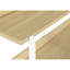 Console étroite pour la décoration intérieure, rangement en stratifié naturel et en métal avec 3 tablettes, cadre audacieux