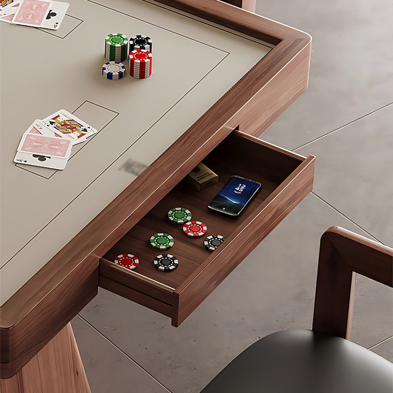 34.65"Brown Square Multifunctional Poker & Dining Table
