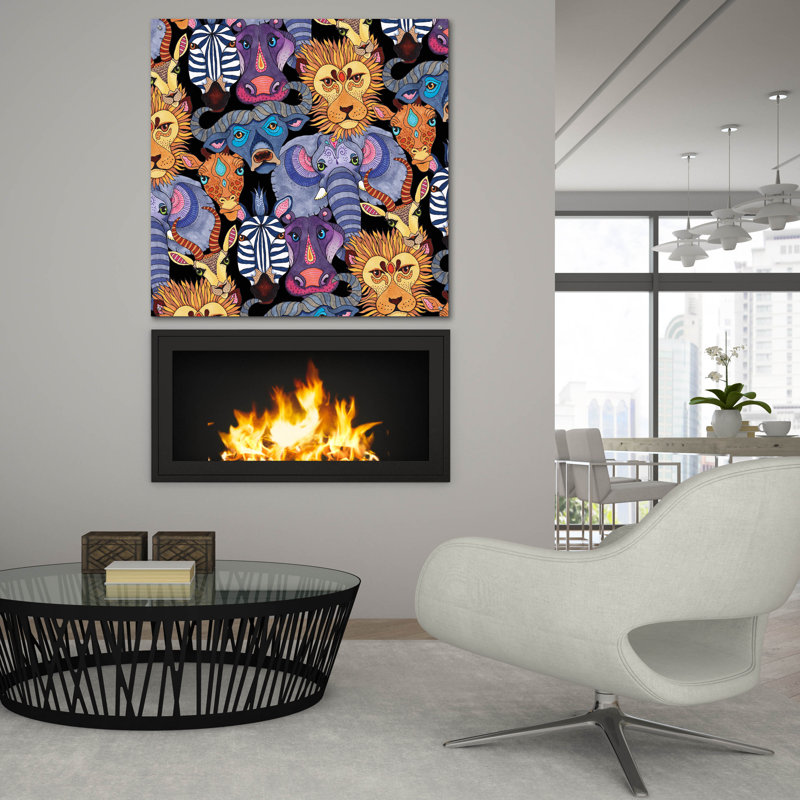 Art mural en verre acrylique Jungle Safari 21 'par Hello Angel, H 36 po x l 36 po x P 0,2 po