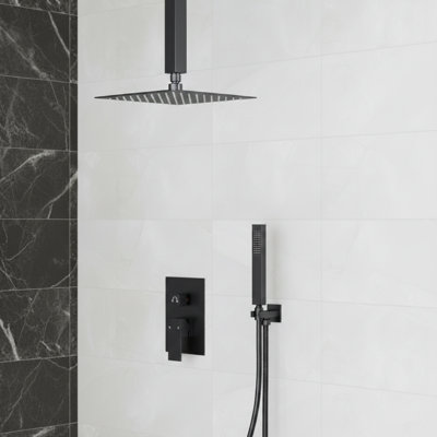Système de douche à pluie haute pression 10 po, robinet de douche à fixation au plafond avec douchette