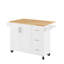 Chariot pour îlot de cuisine avec tablettes amovibles et 2 verrouillables, abattant de table blanc, armoire de rangement, mobilité douce-970240341
