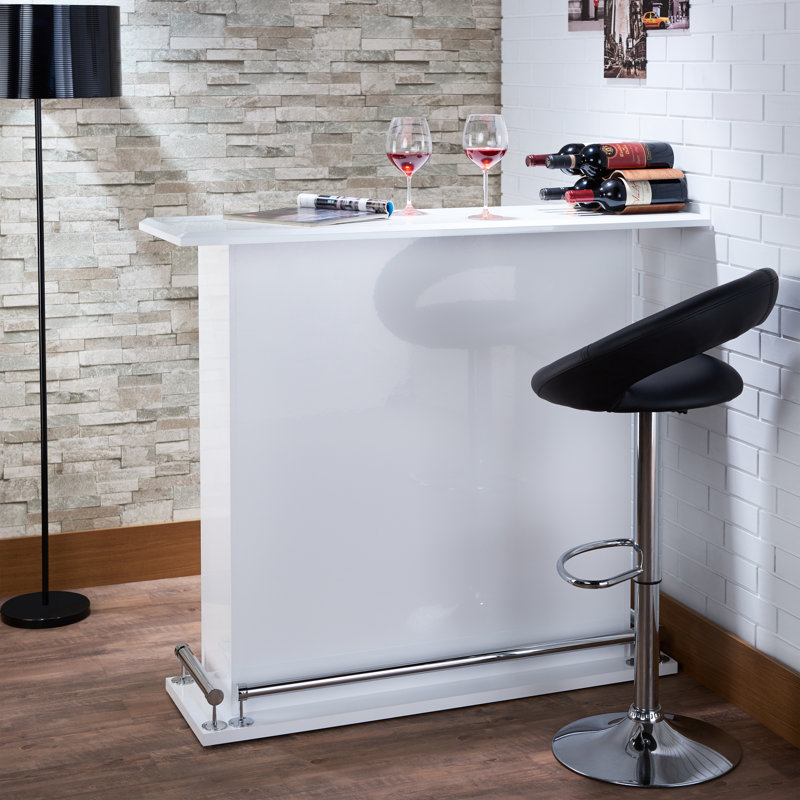 Table de bar à 6 tablettes en blanc brillant pour la salle à manger - chic et rectangulaire