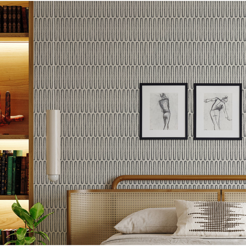 Hannah Geometric Wallpaper Roll, Charcoal