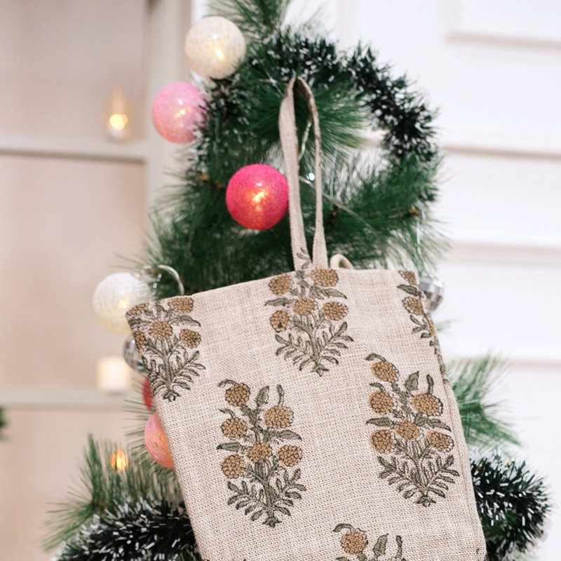  Chaussette de Noël en lin Artisan, H 10 po x l 4,5 po