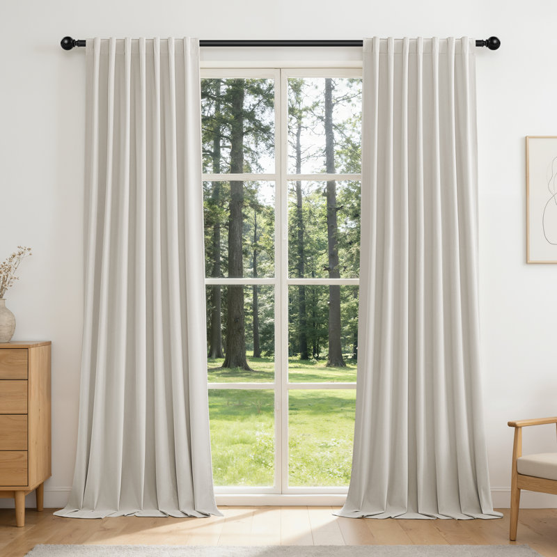 52'' x 90'' White Luxury 100% Blackout Velvet Thermal Insulated & Soundproof Window Curtain Panel Pair, Set of 2, White