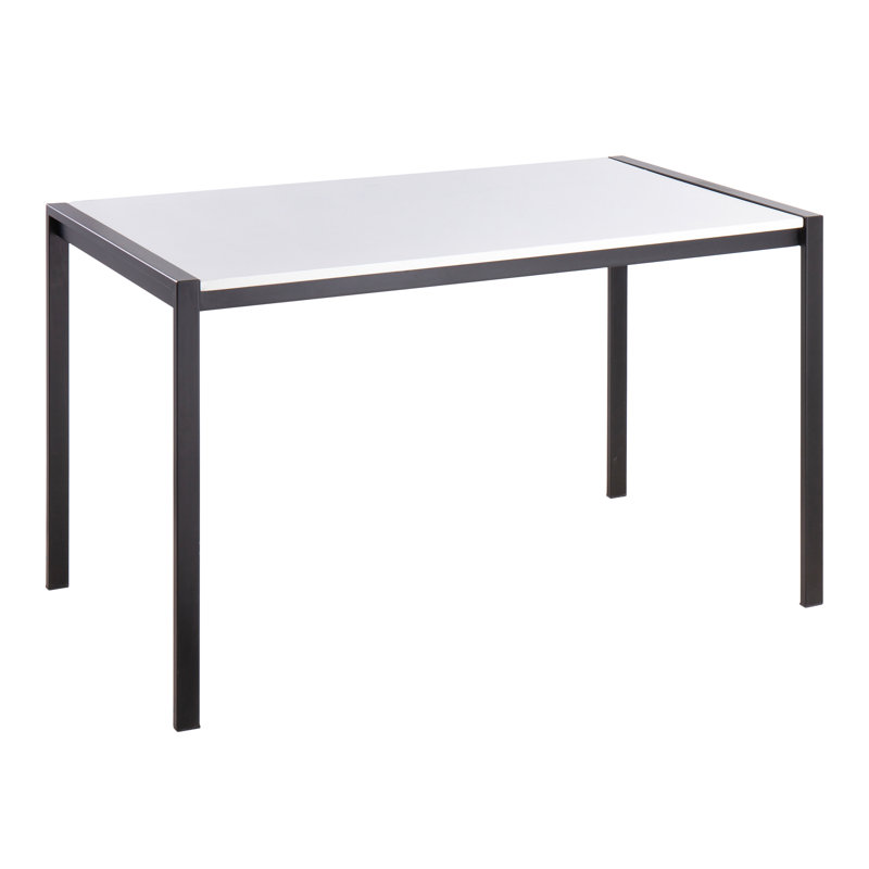 Contemporary Black Metal and White Wood Dining Table