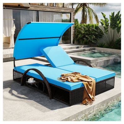 U_STYLE Chaise longue d'extérieur en acier avec dossier réglable à 5 niveaux, chaise longue de patio en PEHD pour piscine et jardin