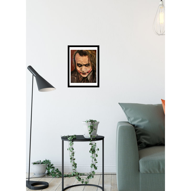 «Joker II» par Ed Capeau - reproduction d'art, H 16,5 po x l 13,5 po x P 1 po, Papier encadré noir, Blanc
