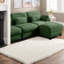 Canapés d'angle modulaires, modèle 4 places en chenille verte en forme de U, avec 2 poufs pour la maison