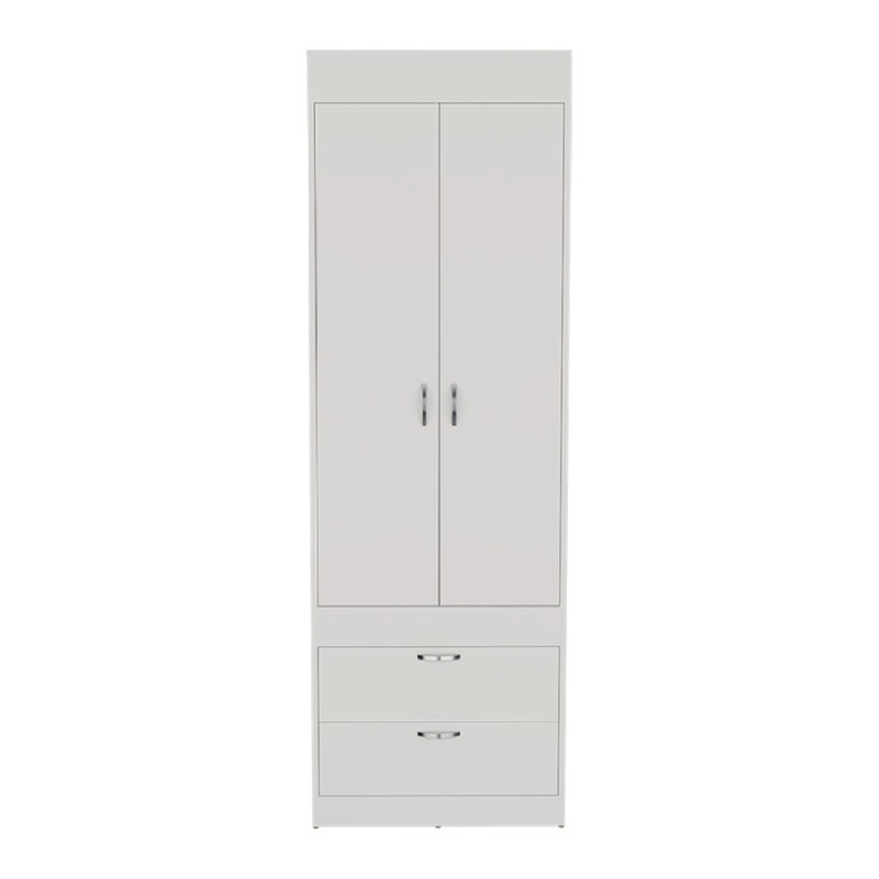 Élégante armoire à deux tiroirs, Blanc