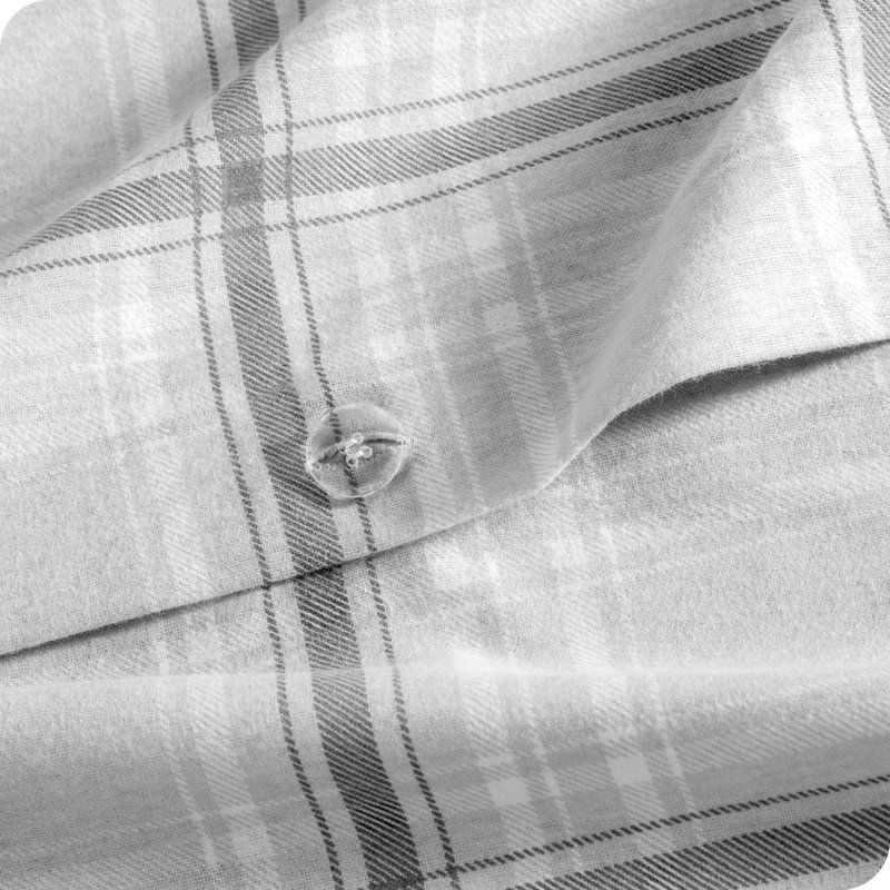 Twin/Twin XL Gray Cotton Flannel Duvet Cover Set