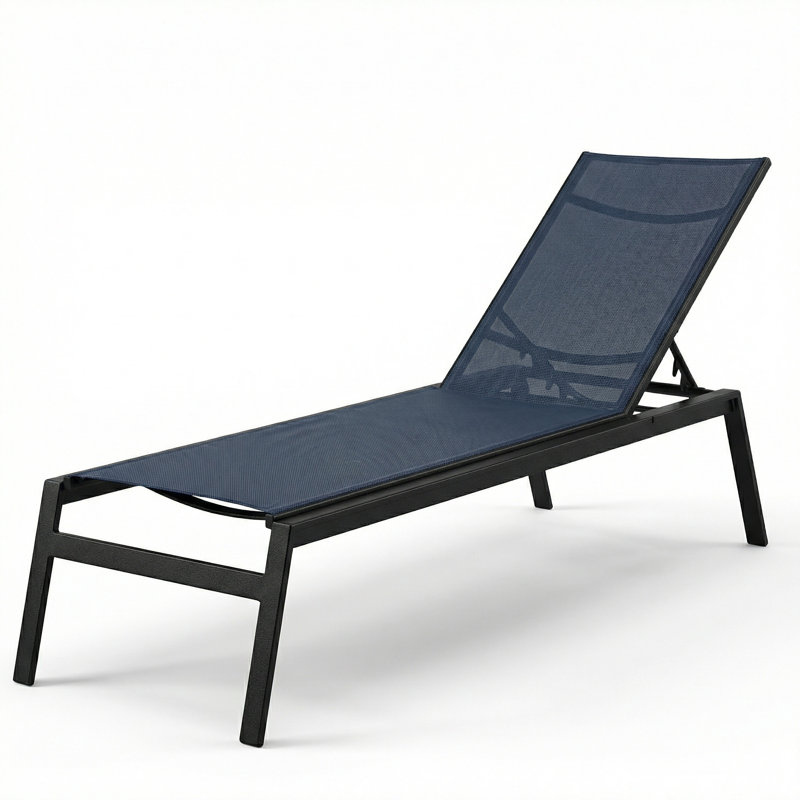 Chaise, Dupioni Sapphire Sling/Matte Black