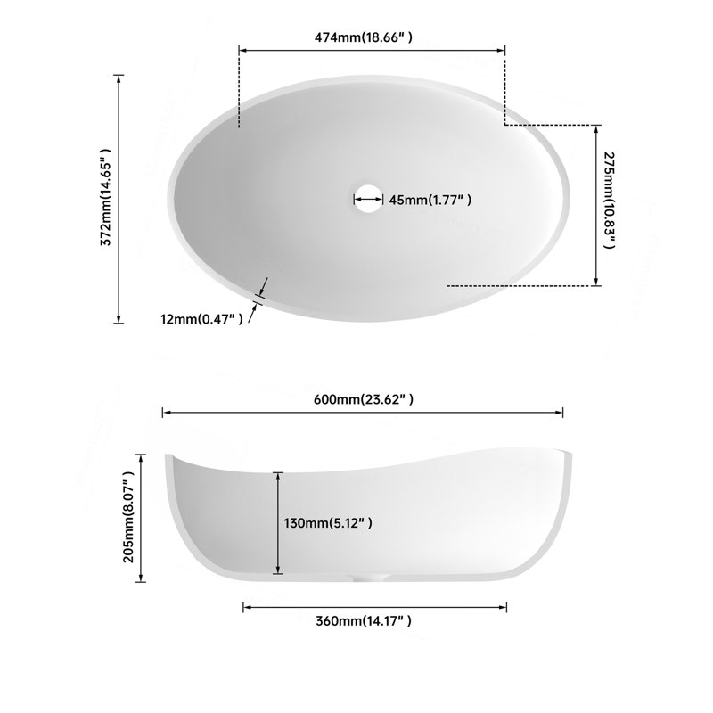 Taroo Clocks 14.56'' Solid Surface Bathroom Sink
