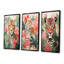 Leopard vert et rose dans la jungle I - ensemble de 3 reproductions d'art sur toile léopard-472805874-472805872
