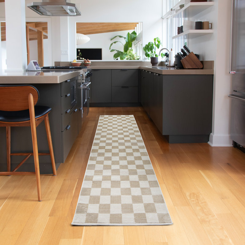 Gambit Washable Rug, Runner 2'7" x 12'2", Bone Beige