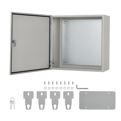Boîte de jonction électrique, boîtier en acier NEMA 4X, boîte électrique intérieure IP66 résistante aux intempéries avec plaque de montage, 16 po x 16 po x 6 po