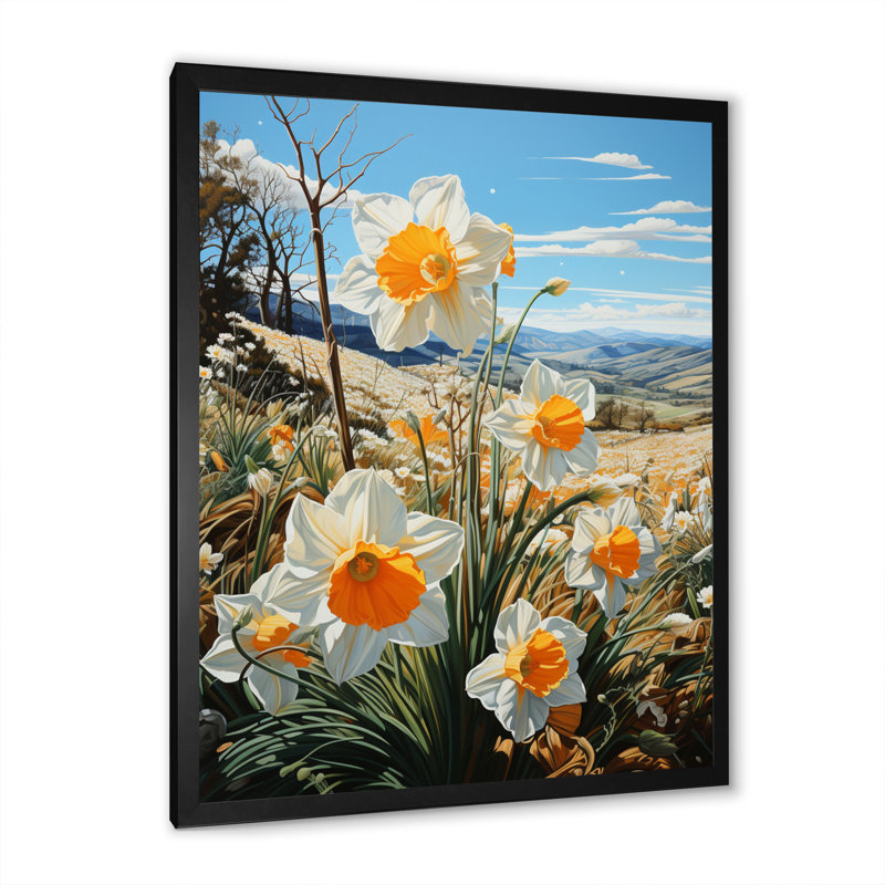 «Waynisha DAffodils Field Dance I», reproduction sur toile, Cadre photo noir, H 20 po x l 12 po x P 1 po