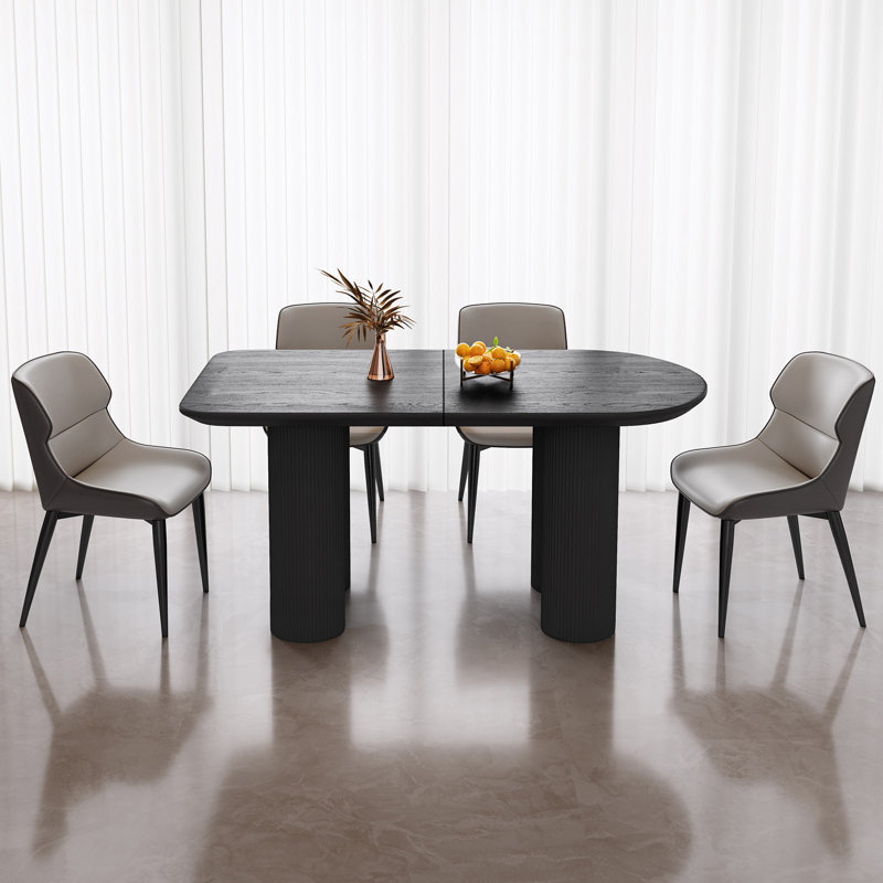 Pearlena 55.11" Modern Rectangle Black Dining Table Set with 4 Chairs for Kitchen, Bar, Living Room