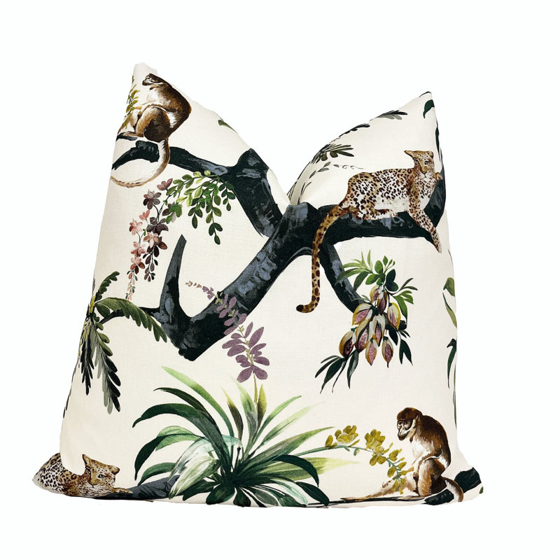 Housse de coussin Jungle, H 20 po x l 20 po, Crème, crème