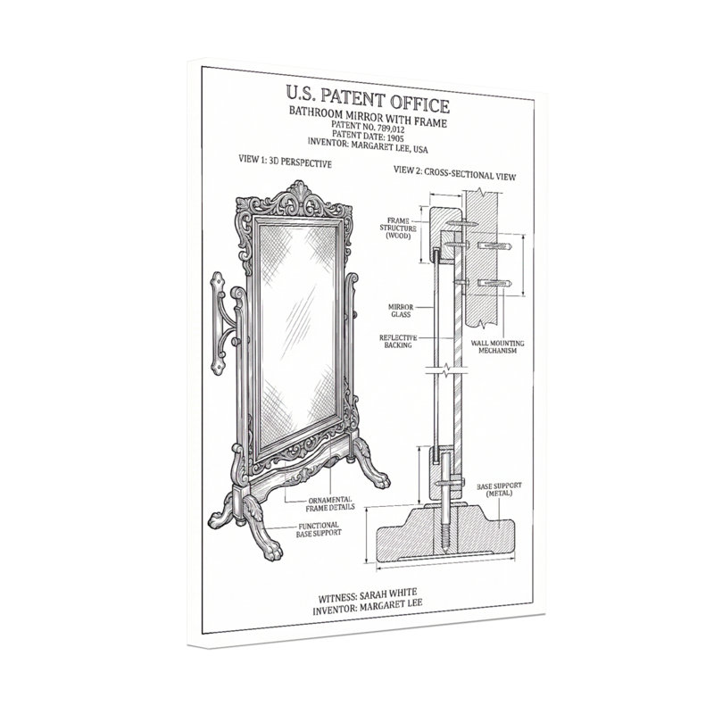 Bath & Laundry Ornamental Frame Design With Functional Base Support, 18" H x 12" W