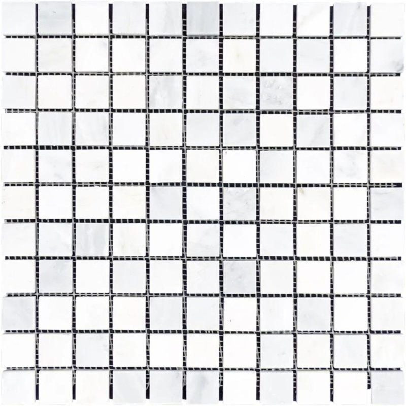 Carreau de mosaïque en marbre 1 po x 1 po pour mur et plancher, Blanc oriental poli