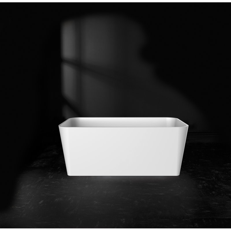 Edge 59" x 31-1/2" Freestanding Soaking Bathtub in Volcanic Limestone with No Overflow Hole