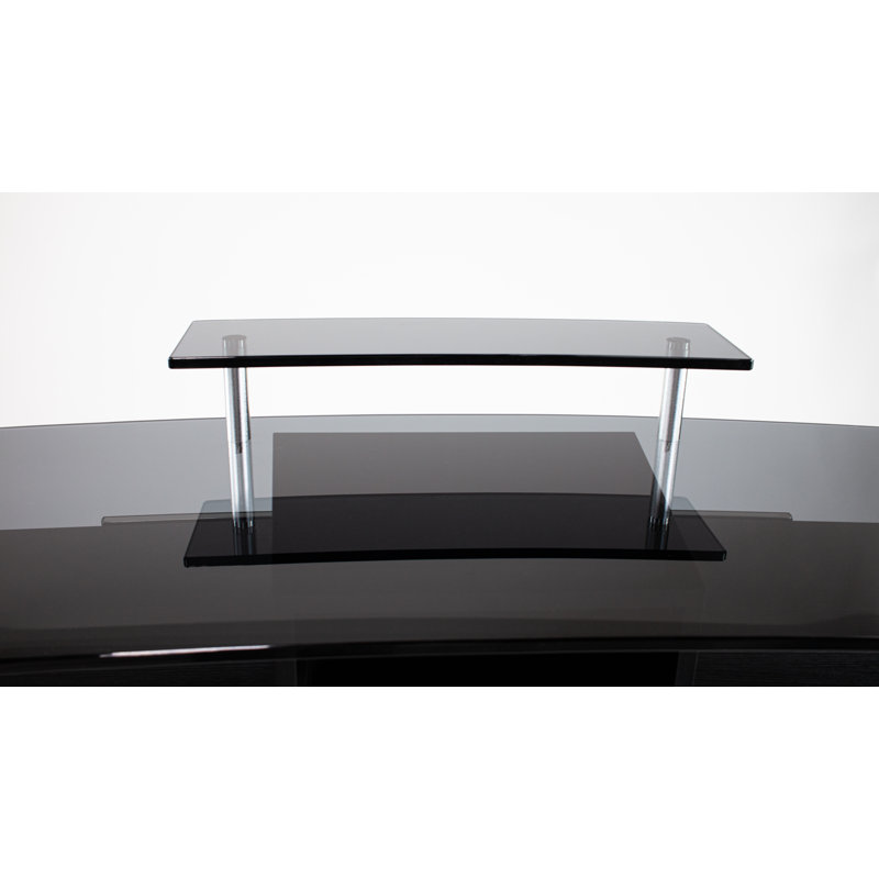 Nathale Rectangle Synthetic Laminate Reception Desk with Filing Cabinet, Black