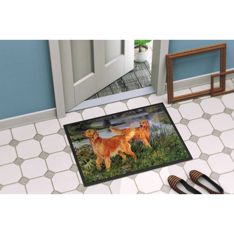 Paillasson d’extérieur antidérapant golden retrievers de Tsaile, Rectangle 2 pi x 3 pi