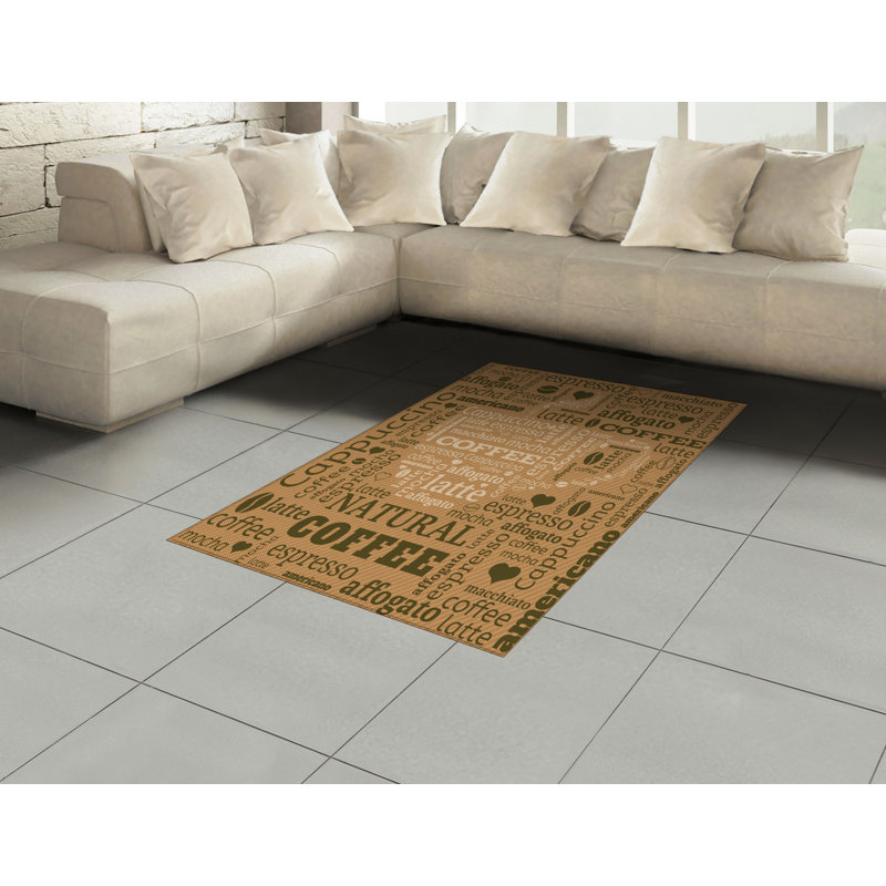 Tapis décoratif long en fibres de polyester haute densité brun pâle, Rectangle— 4 pi x 5 pi 8 po