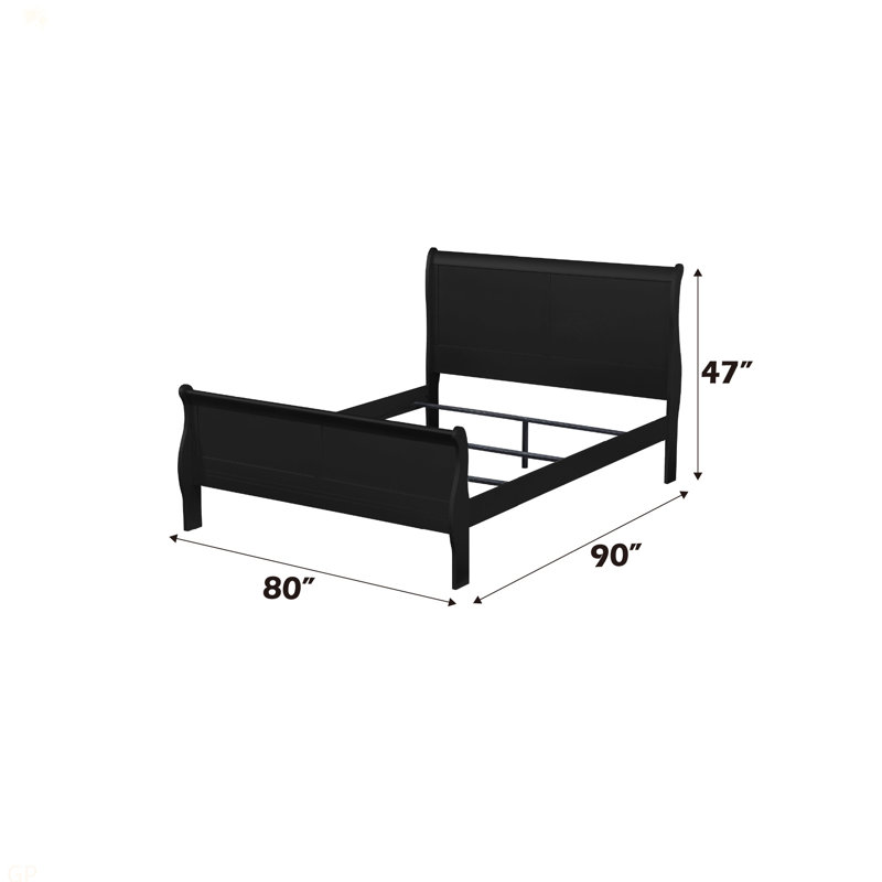Louis Philippe E. King Bed, Black