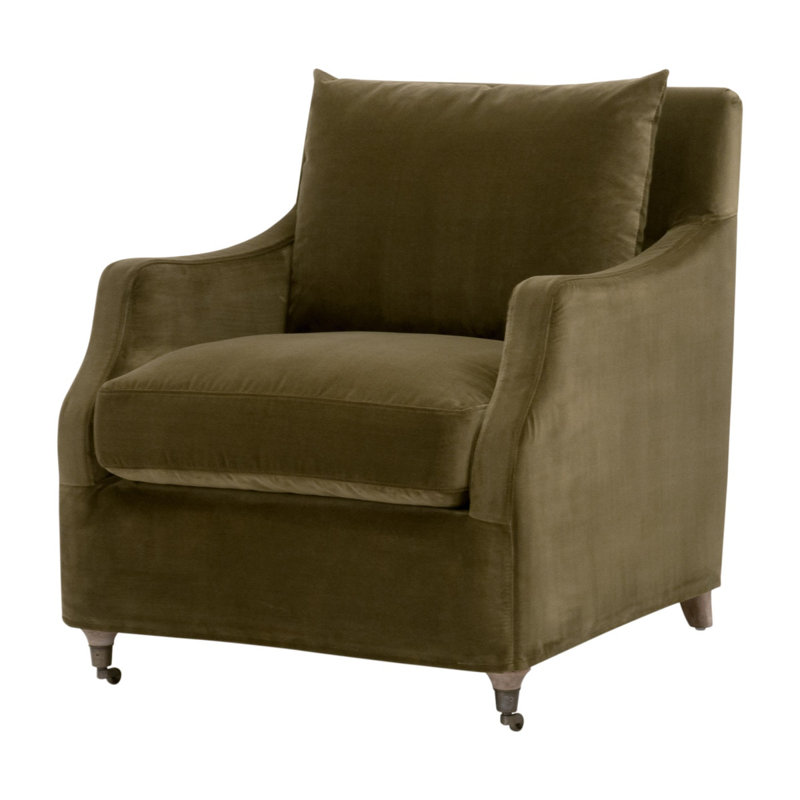Fauteuil club en velours Jade Olive