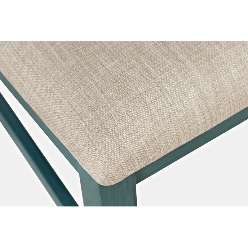 Barna 19'' H Upholstered Acacia Side Chair, Antique Blue